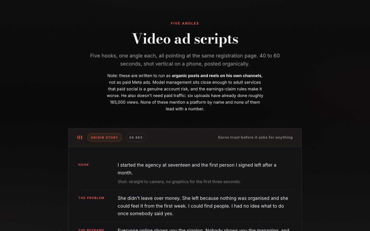 Ad creative scripts preview