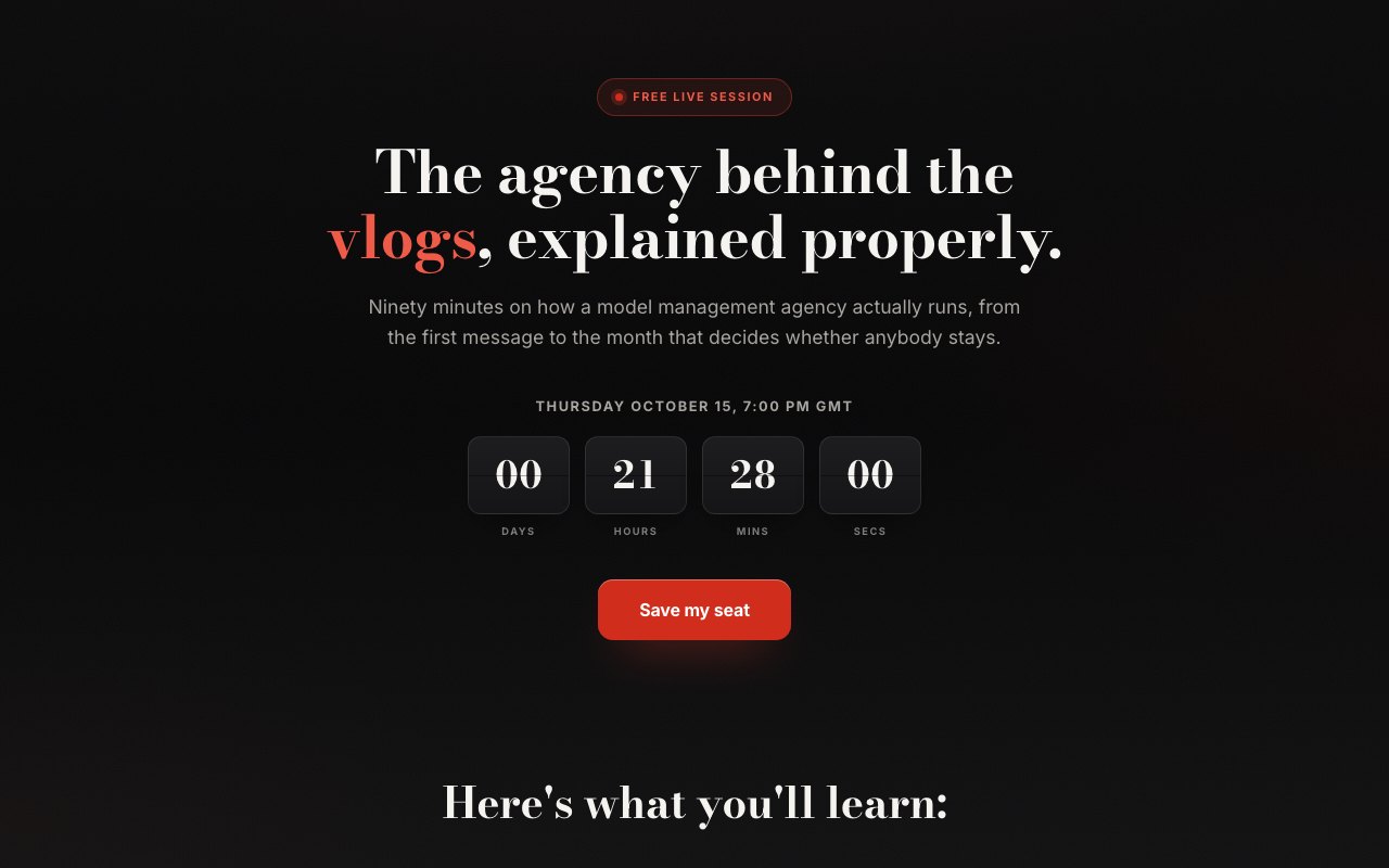 Registration page preview